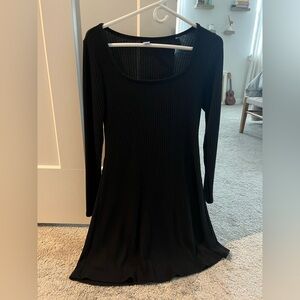Elegant Black Ribbed Dress